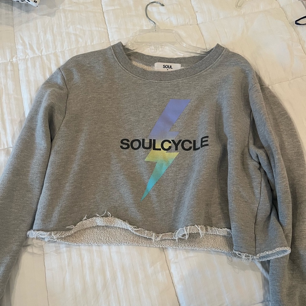SoulCycle Cropped Gray Crew Neck Sweatshirt